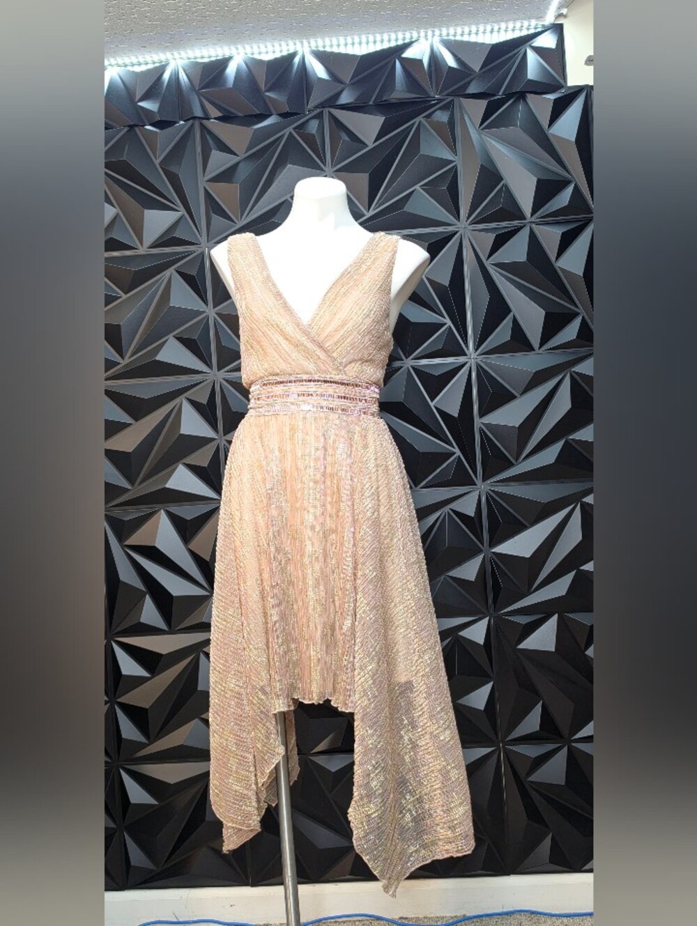 VENUS Shimmery Peach Iridescent High-Low Dress